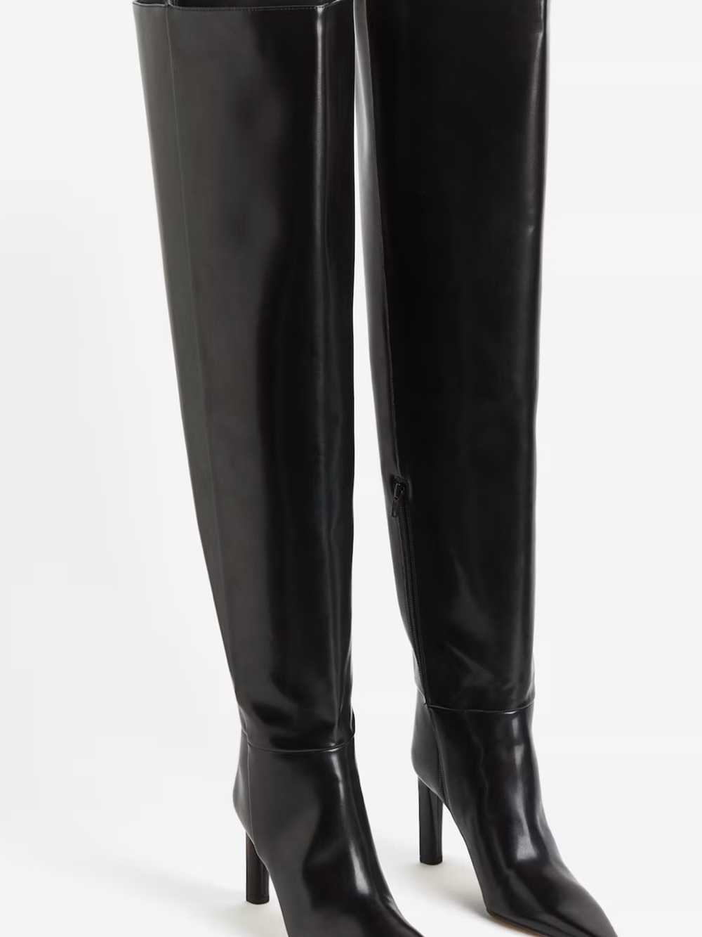 H&M Black Patent Over-the-Knee Stiletto Boots - Picture 2 of 7